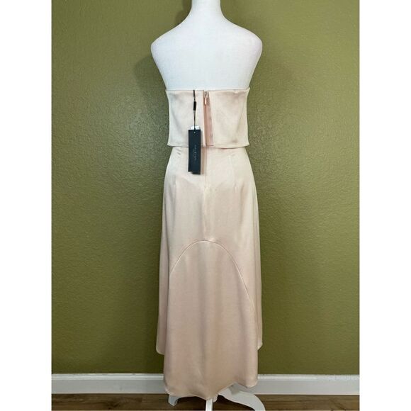 Halston Heritage Women's 0 Strapless Evening Dress Primrose Pink Layered Maxi - Picture 5 of 9